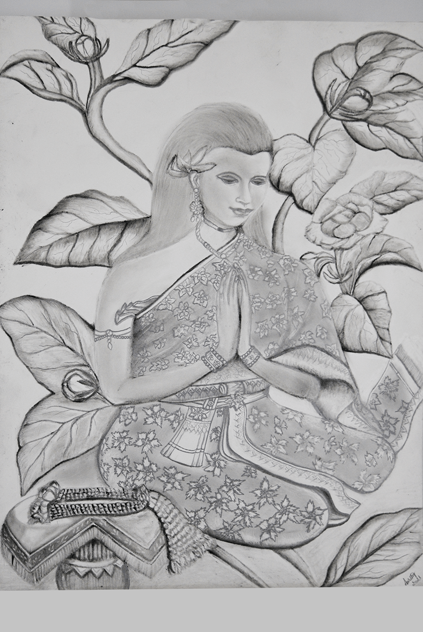 Girl With Leaf Background