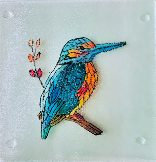 Hummingbird Glass Art Cutting Board