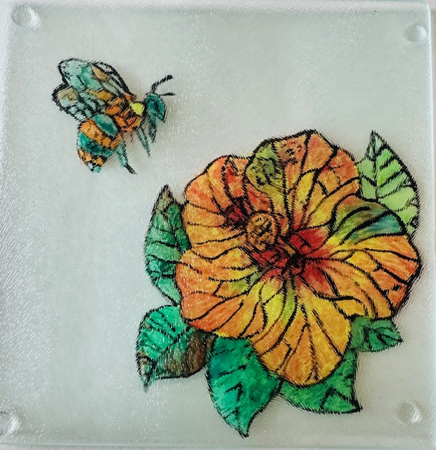 Bumblebee Glass Art Cutting Board